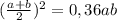 ( \frac{a+b}{2} )^2=0,36ab