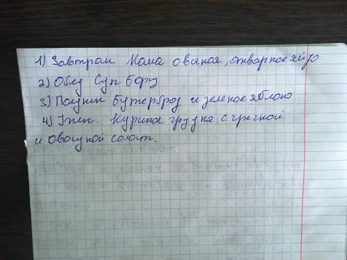 Составьте примерное меню калорийность которого соответствовала бы ваша дневным нагрузкам