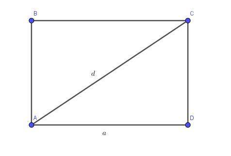Диагональ прямоугольника равна d а одна из его сторон a. найдите периметр треугольника