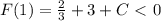 F(1)=\frac{2}{3}+3+C\ \textless \ 0