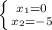 \left \{ {{x_1=0} \atop {x_2=-5}} \right.