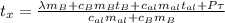 t_x = \frac{\lambda m_B + c_Bm_Bt_B + c_{al}m_{al}t_{al} +P\tau}{c_{al}m_{al} + c_Bm_B}