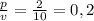 \frac{p}{v} = \frac{2}{10} = 0,2