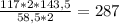 \frac{117*2*143,5}{58,5*2} = 287