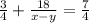 \frac{3}{4}+\frac{18}{x-y}=\frac{7}{4}