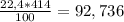 \frac{22,4*414}{100} = 92,736