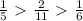 \frac{1}{5} \ \textgreater \ \frac{2}{11} \ \textgreater \ \frac{1}{6}