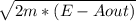 \sqrt{2m*(E-Aout)}