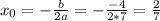 x_0 = - \frac{b}{2a} = - \frac{-4}{2*7} = \frac{2}{7}