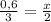 \frac{0,6}{3} = \frac{x}{2}