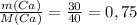 \frac{m(Ca)}{M(Ca)} = \frac{30}{40} =0,75