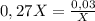 0,27X = \frac{0,03}{X}