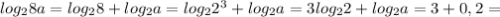 log _{2}8a=log _{2} 8+log _{2} a= log _{2} 2^{3} +log _{2}a=3log _{2}2+log _{2} a=3+0,2=