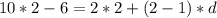 10*2-6=2*2+(2-1)*d