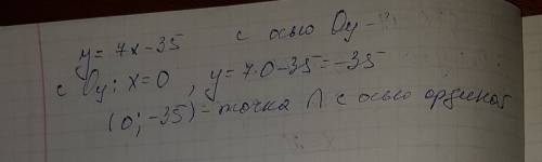 Найдите координаты точек пересечения графика функции y=7x-35 с осью ординат