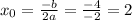 x_{0} = \frac{- b}{2a} = \frac{-4}{-2} = 2