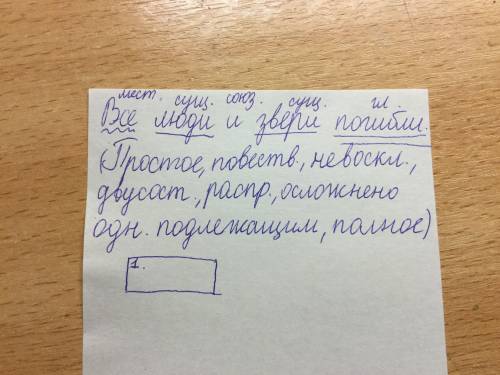 Синтаксический разбор предложения все люди и все звери погибли