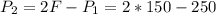 P_{2}=2F-P_{1}=2*150-250