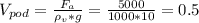 V_{pod}=\frac{F_{a}}{\rho_{v}*g}=\frac{5000}{1000*10}=0.5