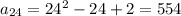 a_{24}=24^2-24+2=554