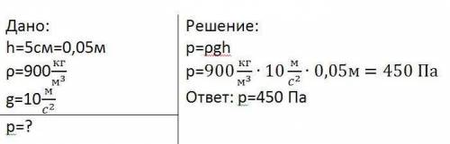 7! какое давление оказывает слой подсолнечного масла на дно кастрюли если высота 5 см?