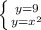 \left \{ {{y=9} \atop {y=x^2}} \right.