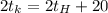 2t_{k} =2 t_{H} + 20