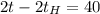 2t -2t_{H} =40