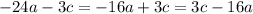 -24a-3c=-16a+3c=3c-16a