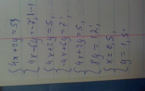 4x+2y=5, 4x-6y=-7 решить систему методом сложения.