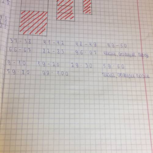 Запишите числа, стоящие перед данными числами 38, 42, 49, 50, 67, 83, 97; запишите числа, стоящие по