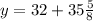 y=32+35 \frac{5}{8}