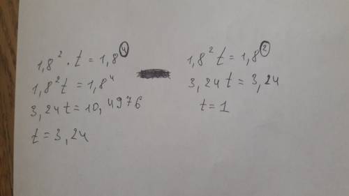 Реши уравнение: 1,8(в квадрате2)⋅t=1,8(вквадрате4) t=