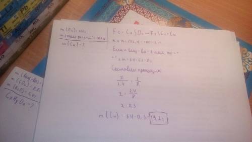 Масса меди, выделившейся на железной пластинке массой 100.0 г, равна г, если после погружения в раст