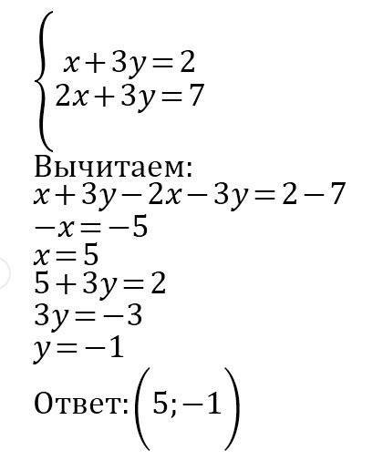 Решите систему уравнений. x+3y=2. 2x+3y=7 и еще сократите дробь t²–t/4–4t
