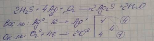H2s +ag +o2 = ag2s + h2o метод электронного