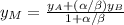 y_{M}=\frac{y_{A}+(\alpha/\beta)y_{B}}{1+\alpha/\beta}