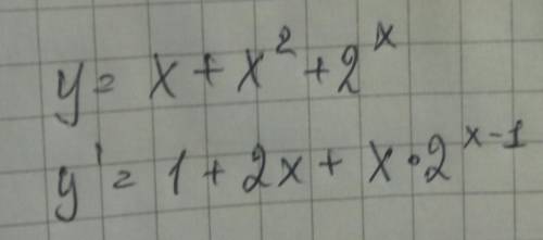 Найдите производную функции : y=x+x^2+2^x