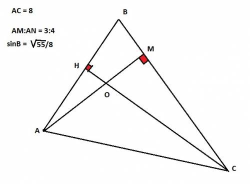 Востроугольном треугольнике abc проведены высоты am и ch , причем am: ch=3: 4. найдите меньшую сторо