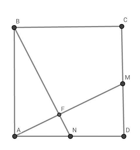 Изобразите на клетчатой бумаге квадрат abcd со сторонами в 10 шагов сетки пусть m середина cd, n сер