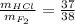 \frac{m_{HCl}}{m_{F_2}}=\frac{37}{38}