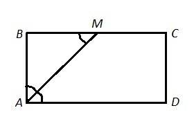 Впрямоугольнике abcd биссектриса угла а пересекает сторону вс в точке м.найдите угол амс