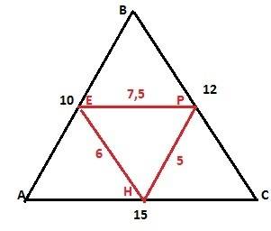 Стороны треугольника равны 10 см 12 см и 15 см .найдите длины средних линий этого треугольники.с чер