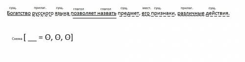 Синтаксический разбор. богатство языка позволяет назвать предмет, его признаки, различные действия.