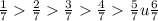 \frac{1}{7} \frac{2}{7} \frac{3}{7} \frac{4}{7} \frac{5}{7} u \frac{6}{7}