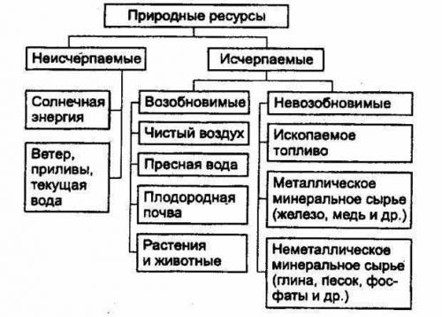 Предложите свой вариант классификации природных ресурсов. результат представьте в виде схемы- класси