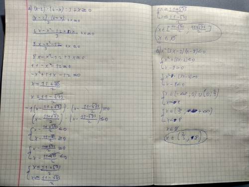 Решите не равенство: a) (x-2)(6-x)/3+x больше или ровно 0. б)x²(3x-2)(x-8)< 0 решите.