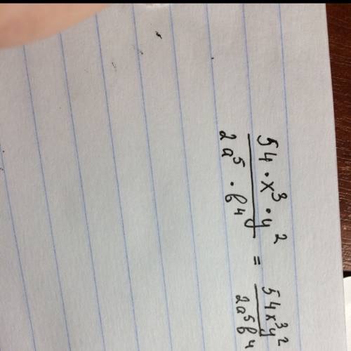 7класс 6.8.представте дробь в виде степени с целыми показателем: 2) 54*х^3*у^2/дробь2а^5*b^4