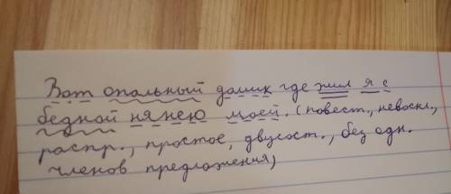 Сделать синтаксический разбор: вот опальный домик где жил я с бедной нянею моей