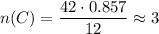 n(C) = \dfrac{42 \cdot 0.857}{12} \approx 3